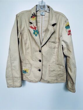 FDJ French dressing Beige Embroidered Women's Jacket - Casual Blazer Style